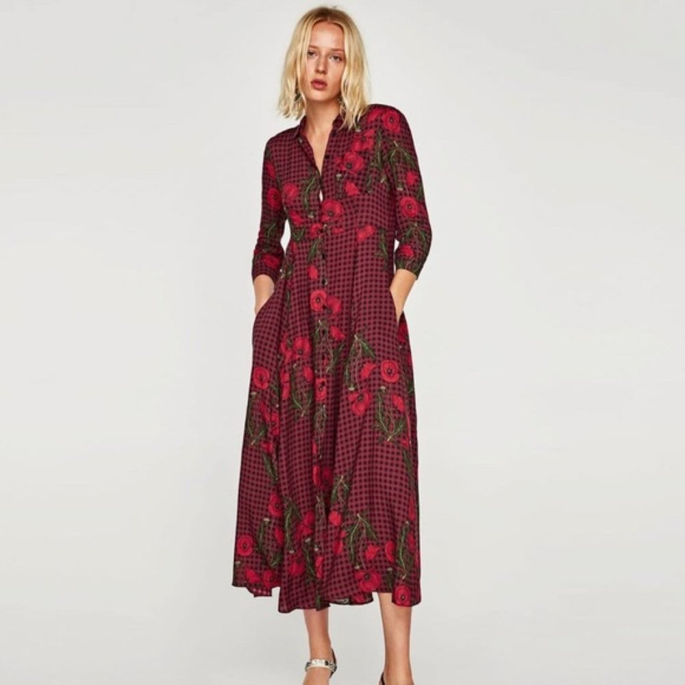 NWT_ZARA FLORAL PRINT MIDI DRESS 2587/155